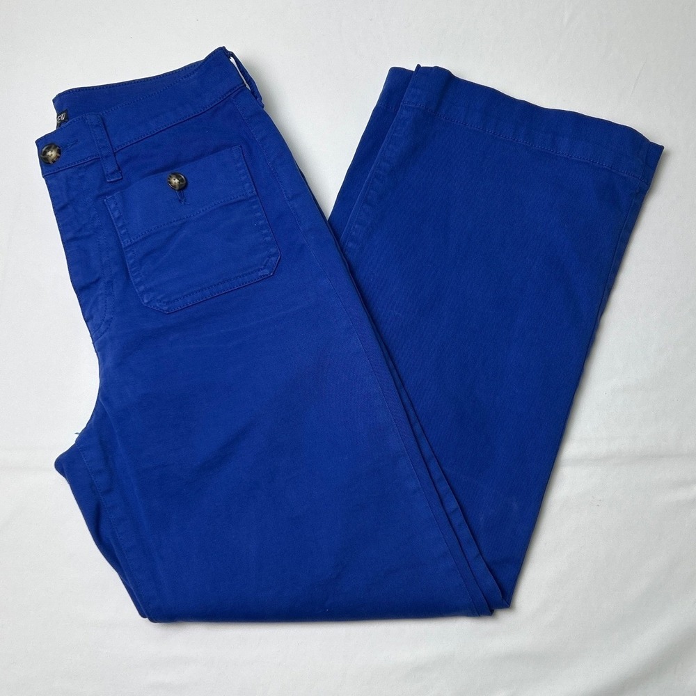 J.Crew Womens High Rise Utility Wide Leg Pants Size 24/0 Cobalt Blue Preppy